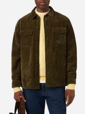 Landeck Overshirt aus Cord in Military Green mit Teddy-Futter 