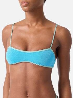 Bikini bralette con escote redondo en lurex Laryn Jodene con ribetes 