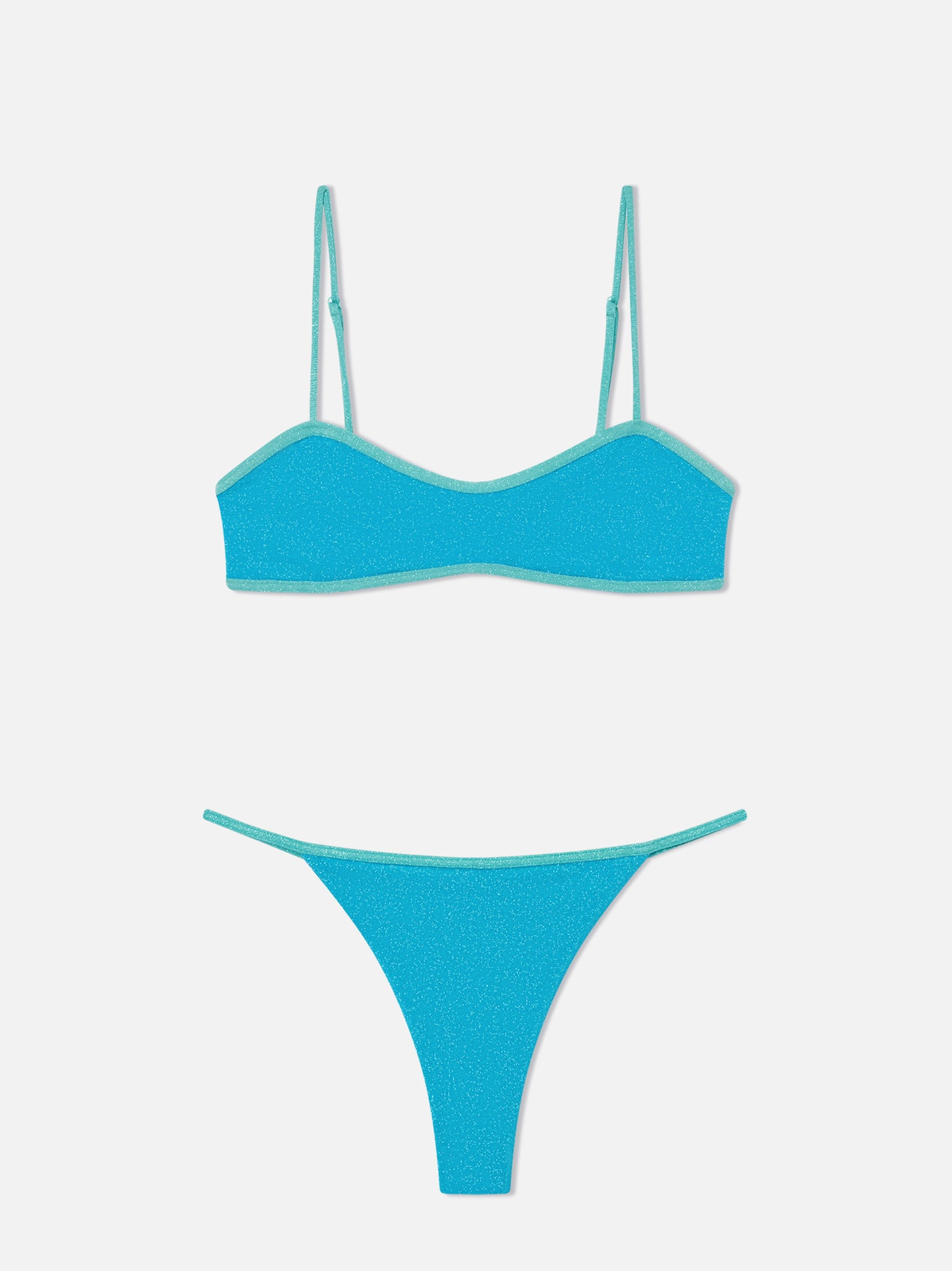 Bikini bralette con escote redondo en lurex Laryn Jodene con ribetes 