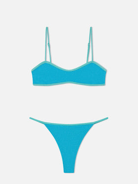 Bikini bralette con escote redondo en lurex Laryn Jodene con ribetes 