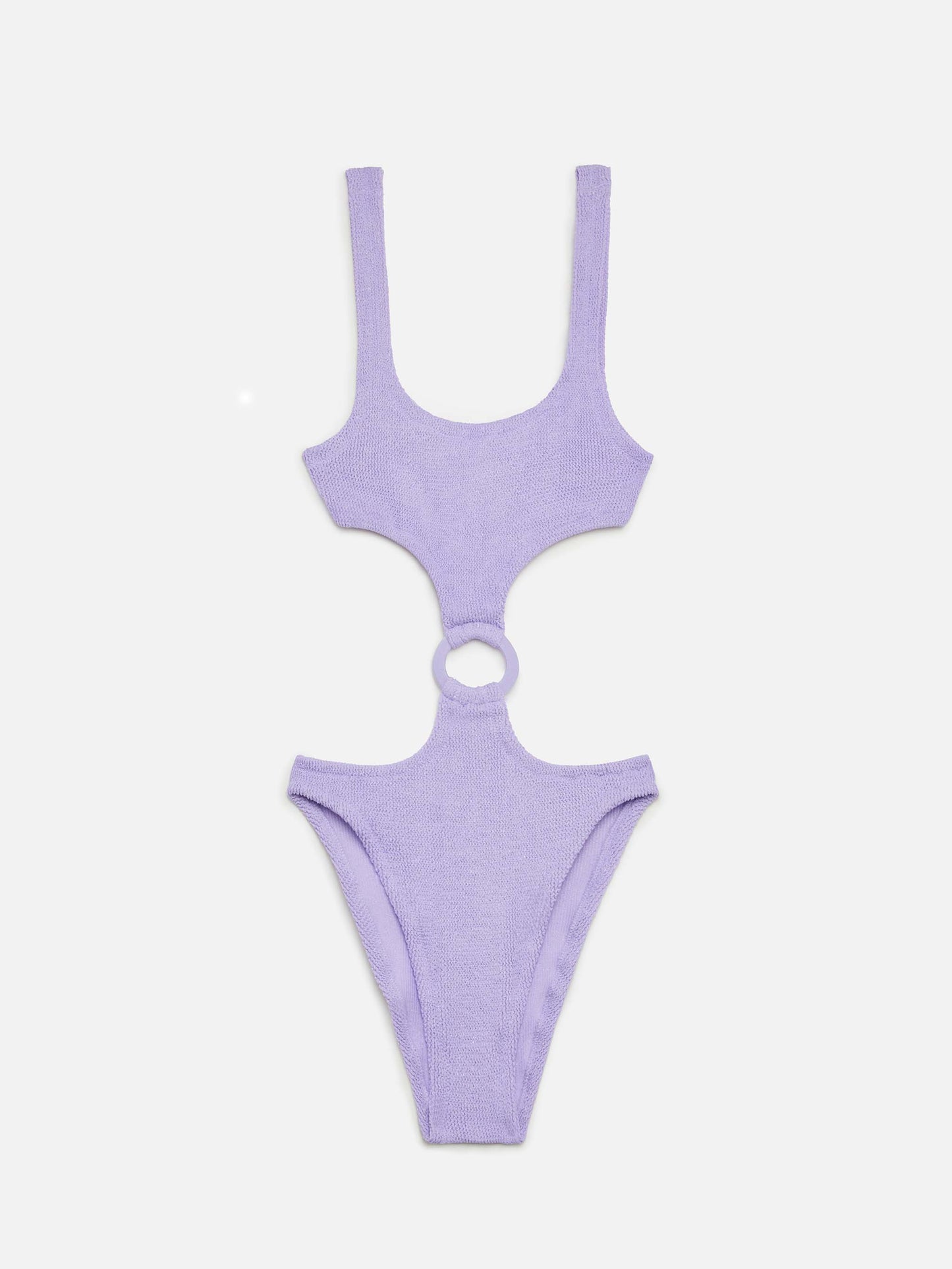 Costume intero cut-out Laurel in crinkle lurex lilla