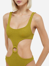 Laurel crinkle pistachio cut-out one-piece swimsuit