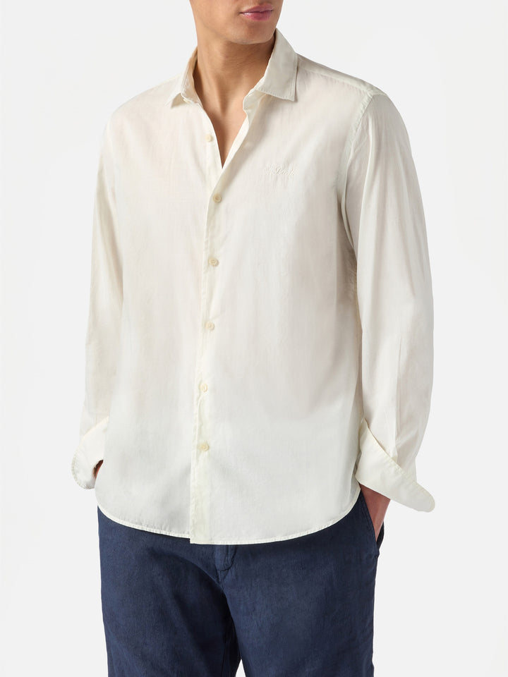 Cream Chemise Ice shirt in pure cotton voile