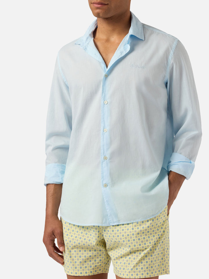 Light blue Chemise Ice shirt in pure cotton voile