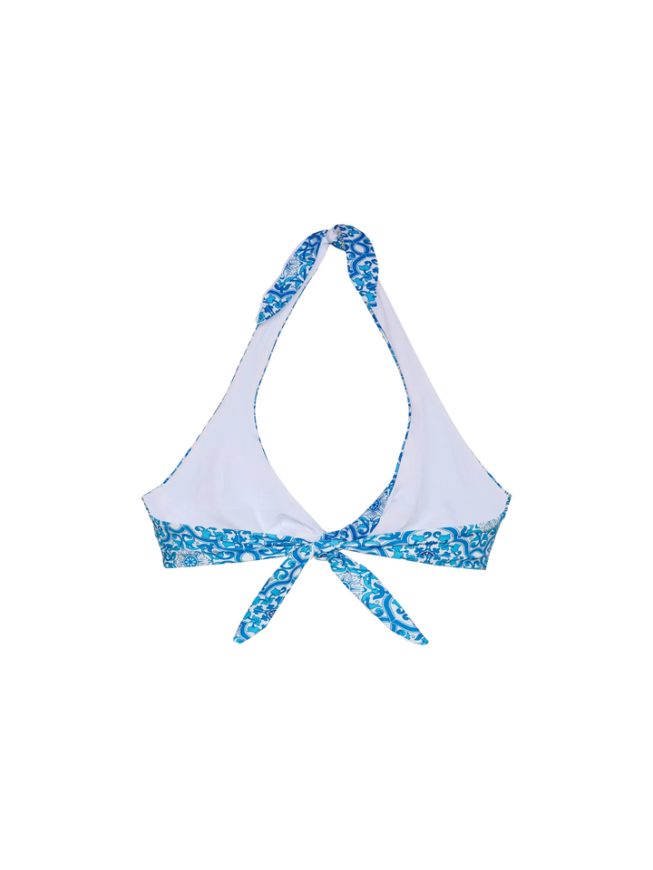 Leda Triangel-Bralette-Top mit Majolika-Print