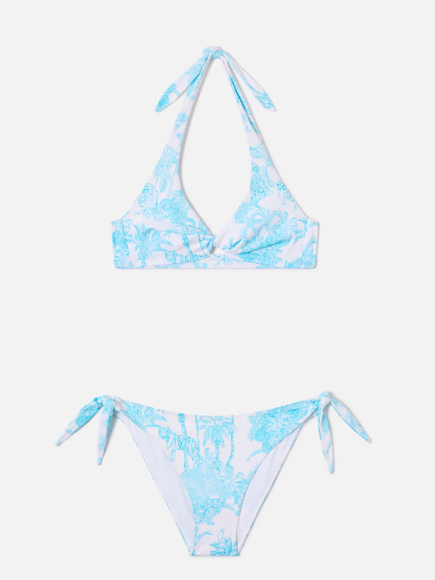 Leda Yali hellblauer Toile-de-Jouy-Bikini 