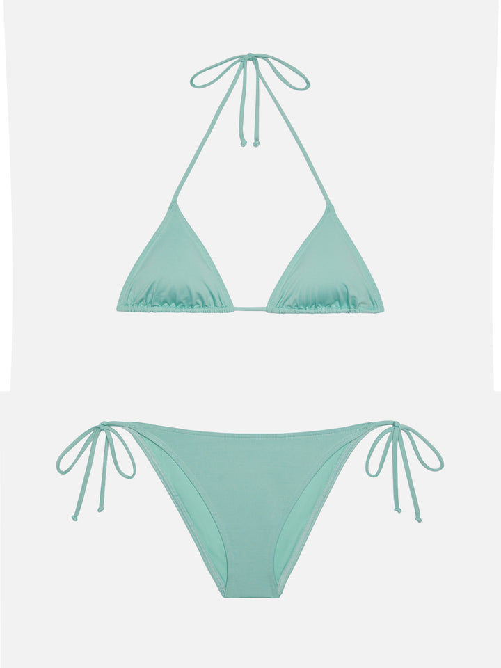 Leah top bikini triangolo verde salvia - Virgo slip mare classico verde salvia
