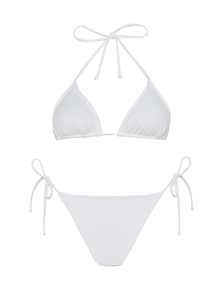 Leah Marielle white bikini with triangle top and classic briefs
