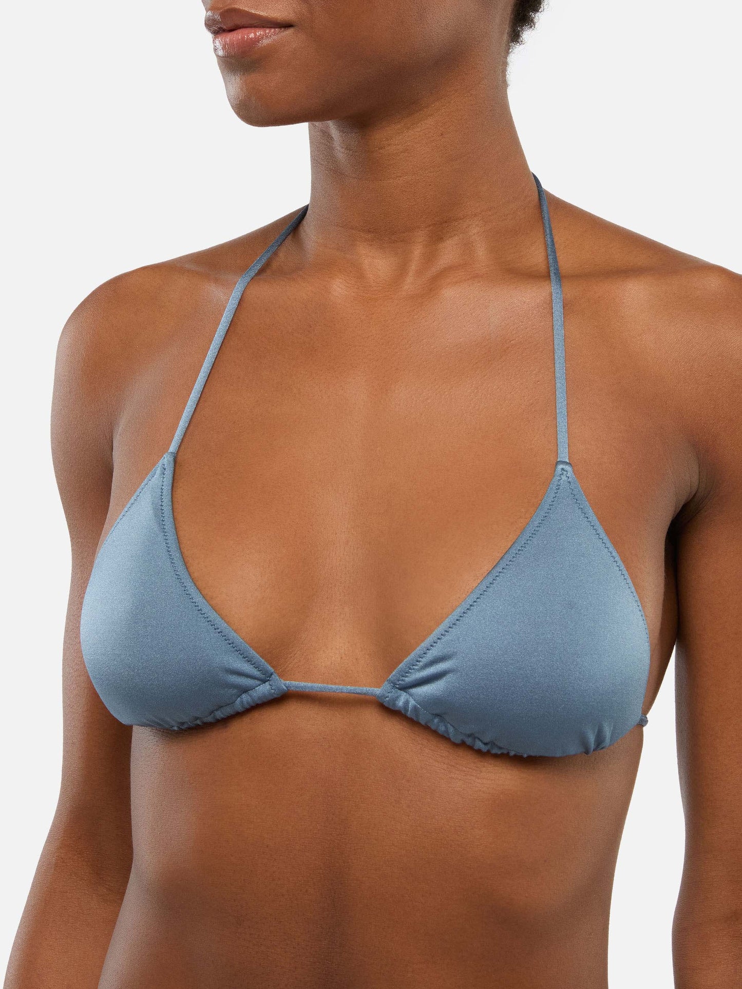 Leah top bikini triangolo shimmer blu avio - Norah slip mare cheekiest crinkle marrone