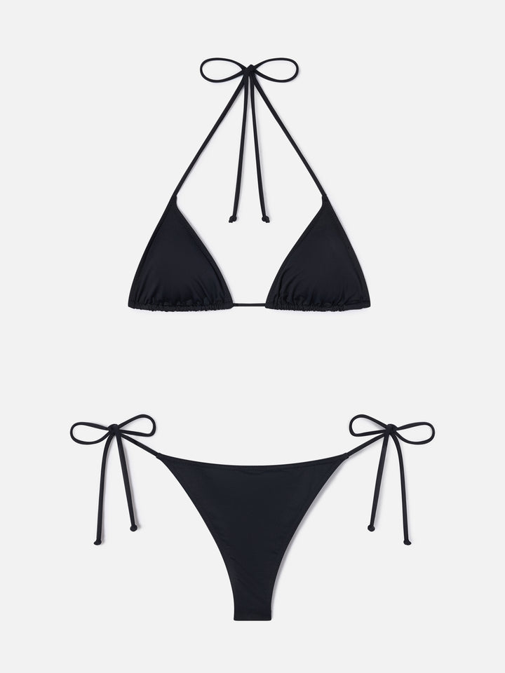 Bikini triangle noir Leah Marielle à nouer 