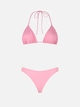Woman pink classic triangle bikini Leah Naomi