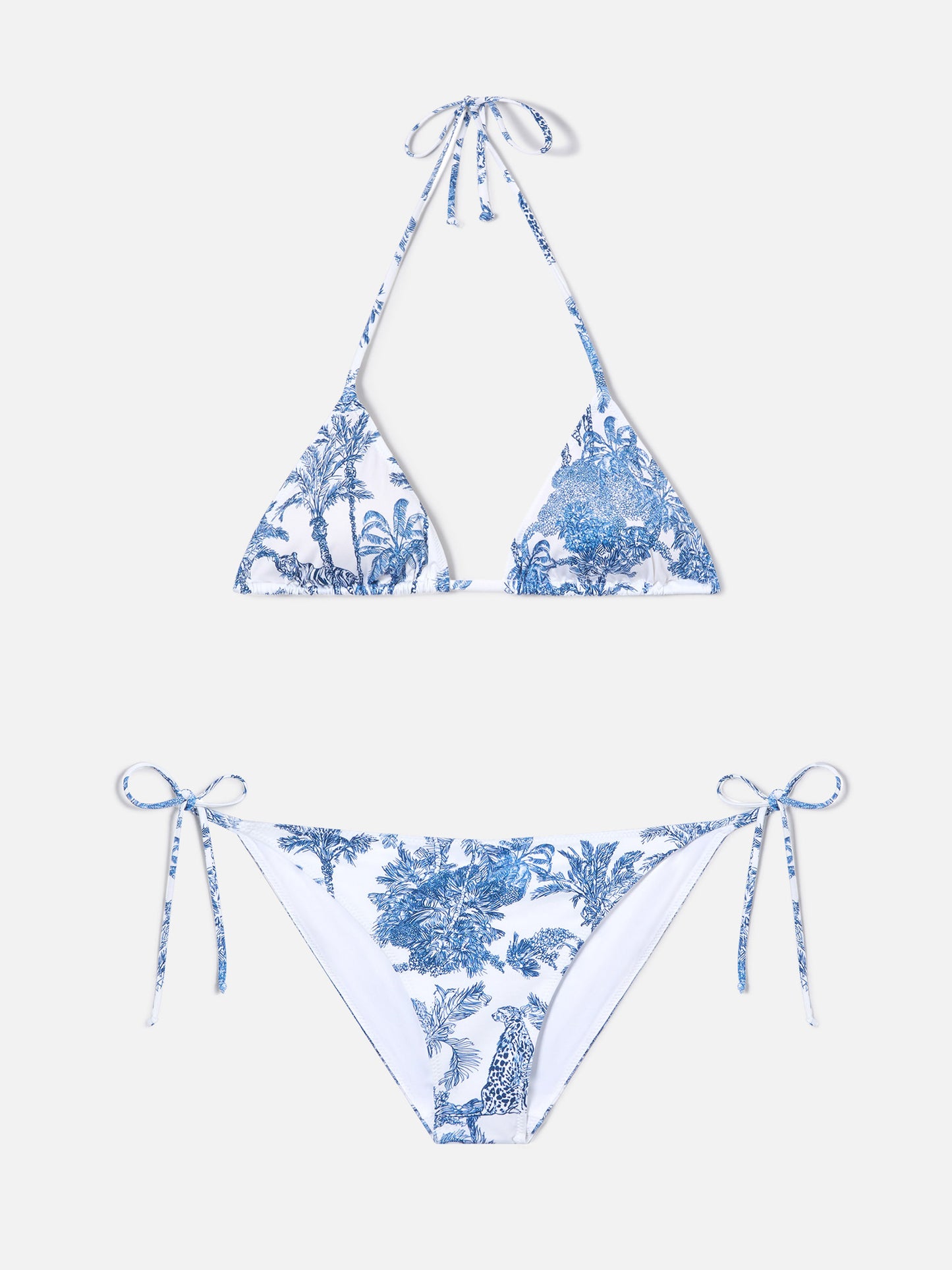 Bikini Leah Virgo con stampa toile de jouy azzurra