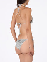 Woman silver sequins triangle bikini Leah Marielle