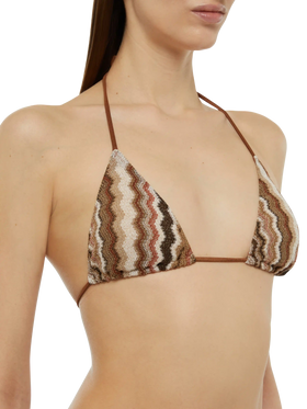 Leah Raschel-Triangel-Top mit Chevron-Muster
