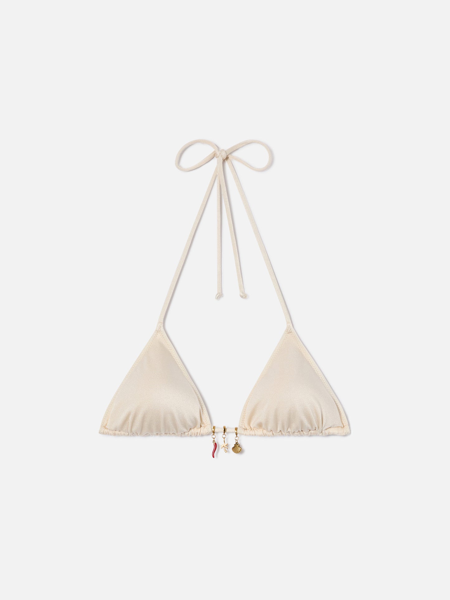 Top bikini Leah triangolo in tessuto glossy finish con charms