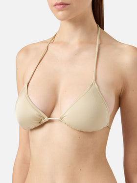 Jodene slip mare sgambato oro shimmer - Leah top bikini triangolo shimmer oro