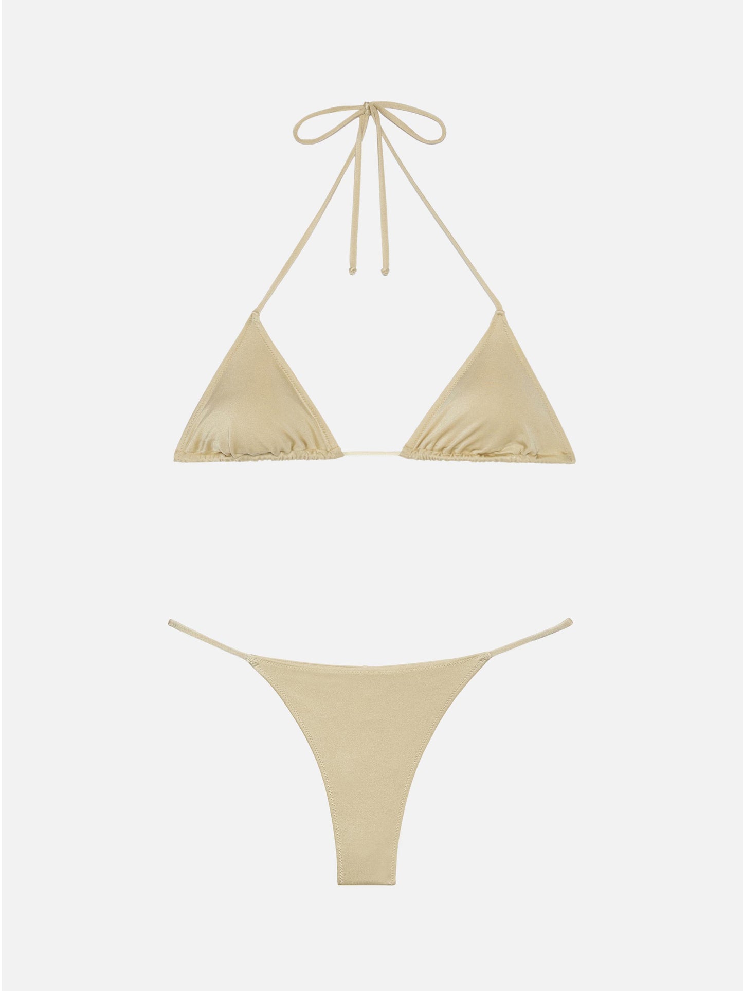 Jodene slip mare sgambato oro shimmer - Leah top bikini triangolo shimmer oro