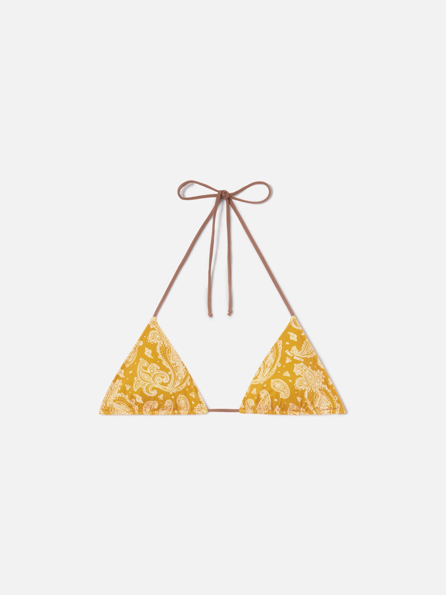 Leah Triangel-Bikinioberteil mit ockerfarbenem Paisley-Muster 