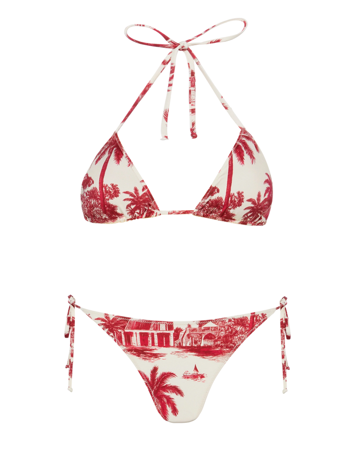 Classic triangle bikini Leah Virgo with toile de jouy print  | AI BY RICKDICK SPECIAL EDITION