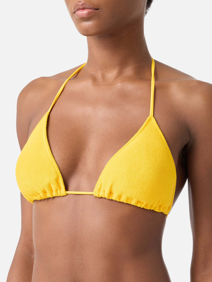Top bikini Leah triangolo giallo in spugna con charms