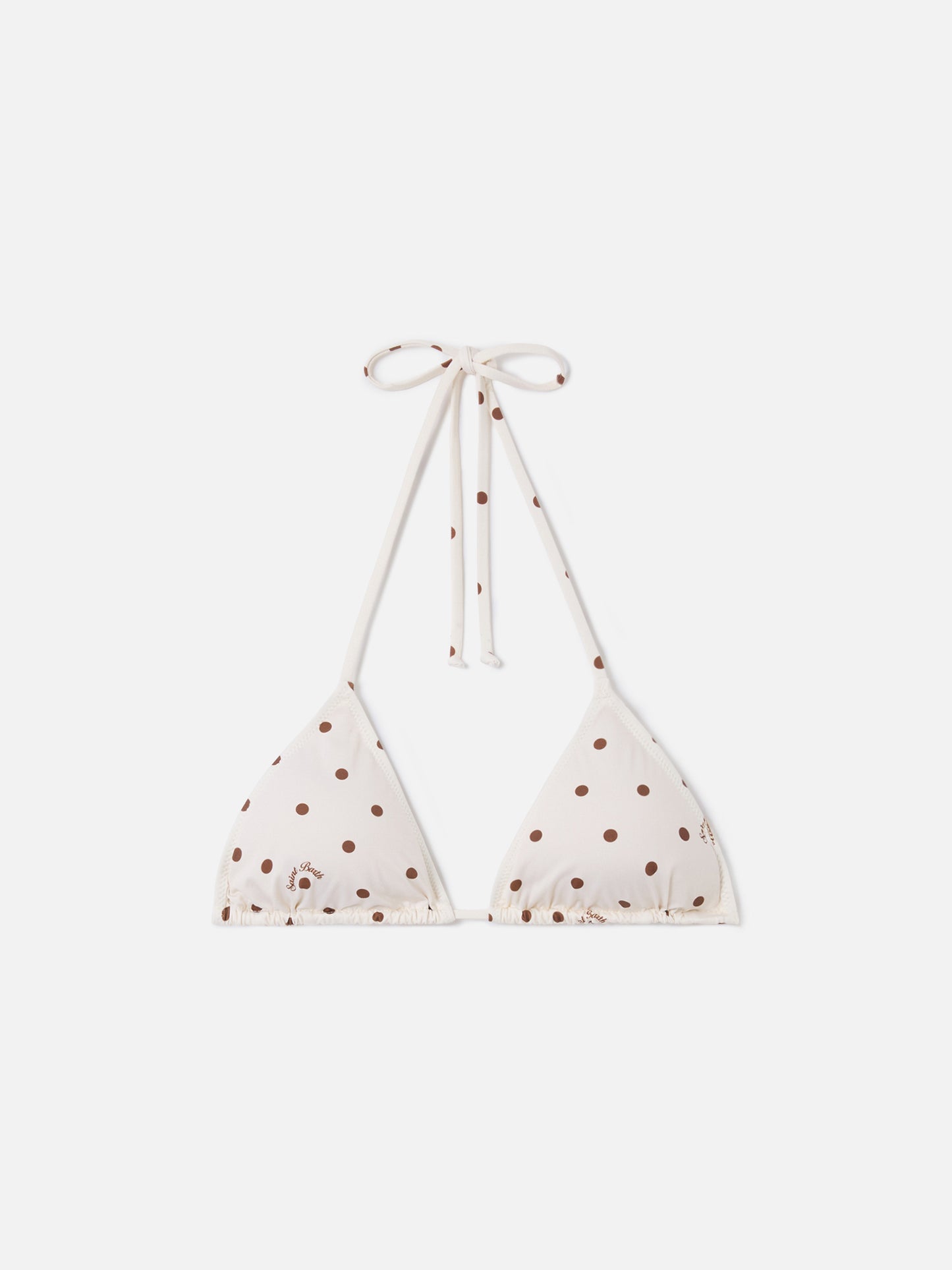 Top bikini Leah triangolo con stampa a pois beige e marrone