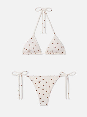 Bikini Leah Norah con stampa pois beige e marrone
