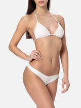 Woman cream triangle bikini Leah Naomi