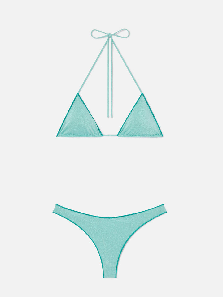 Leah Naomi wassergrüner Lurex-Triangel-Bikini 