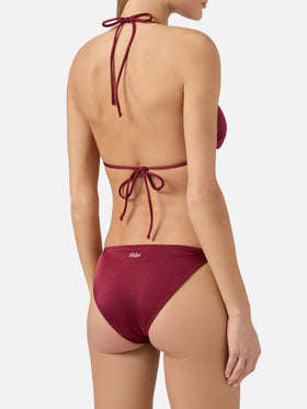 Bikini Leah Virgo rojo con acabado brillante y charms 