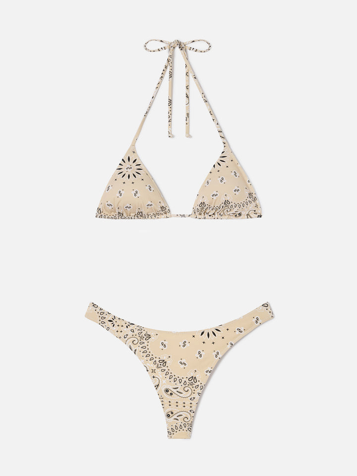 Bikini Leah Naomi con stampa bandana beige