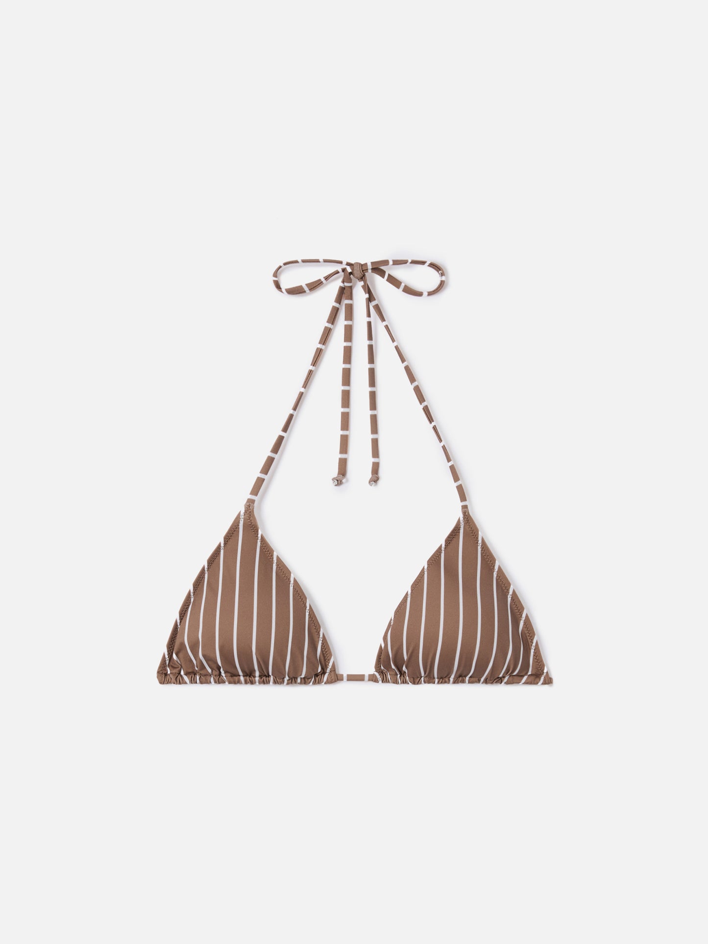 Top bikini Leah triangolo a righe beige e bianche