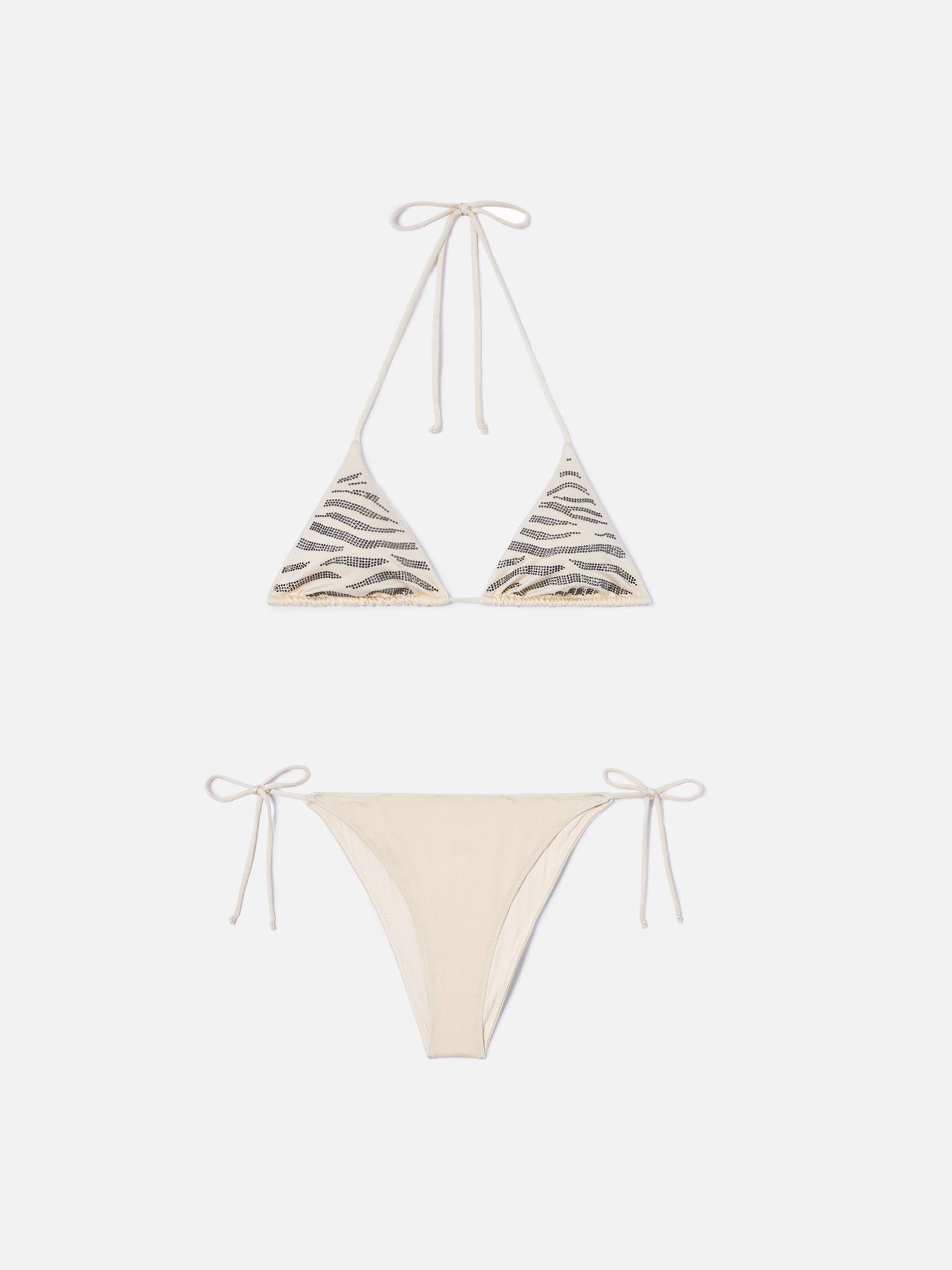 Bikini Leah Teen in tessuto glossy finish con strass zebrati