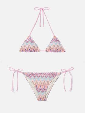 Leah Teen multicolor raschel bikini in shades of pink