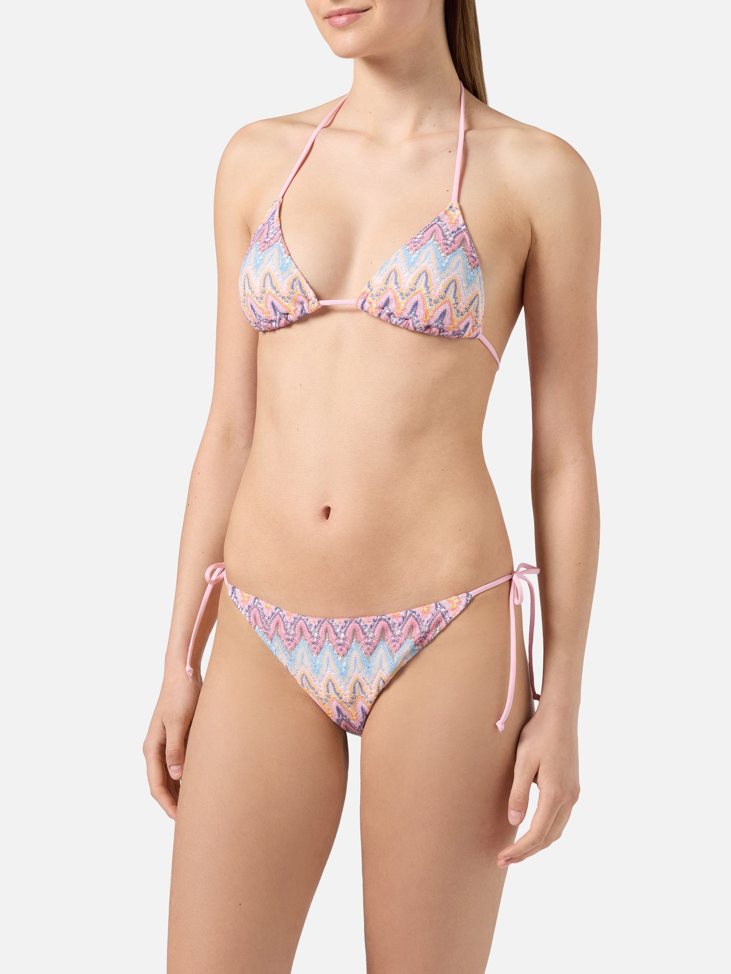 Leah Teen multicolor raschel bikini in shades of pink