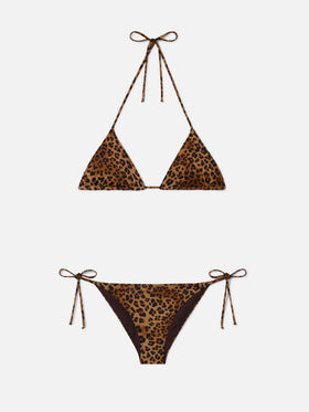 Bikini a triangolo Leah Virgo con stampa leopardata