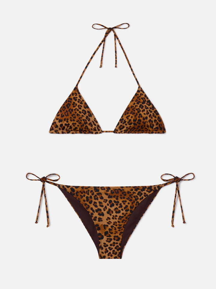 Bikini a triangolo Leah Virgo con stampa leopardata