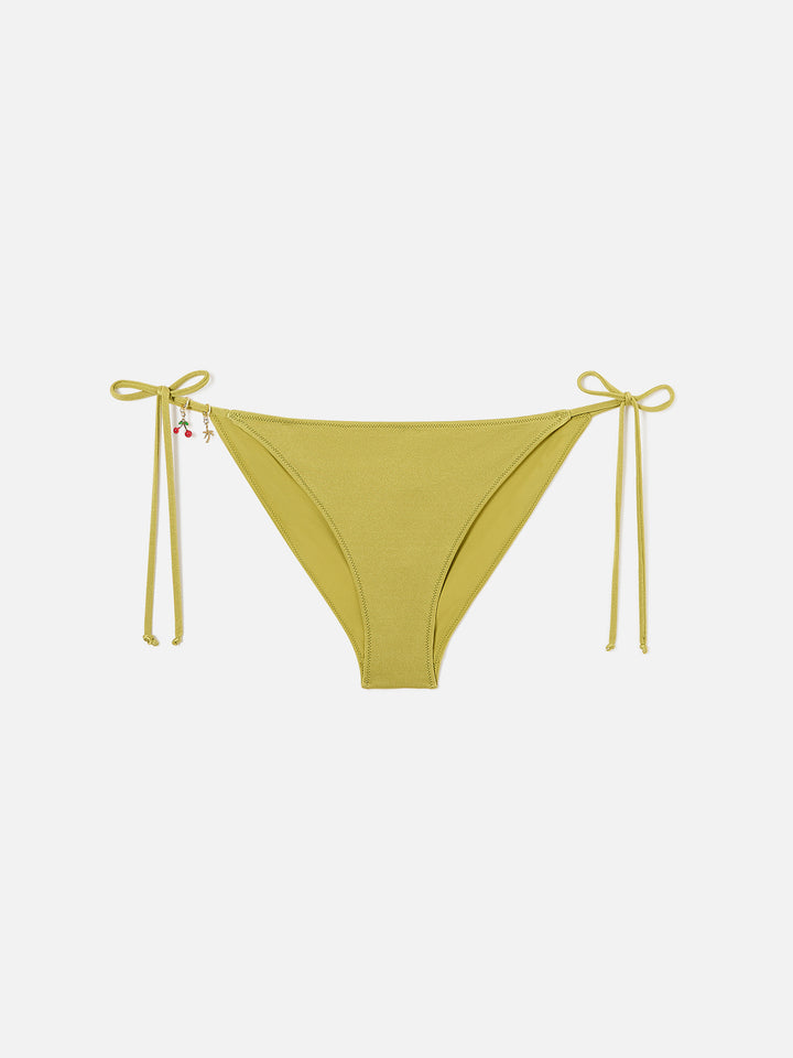 Bikini triangular Leah Virgo verde pistacho con acabado brillante y charms 