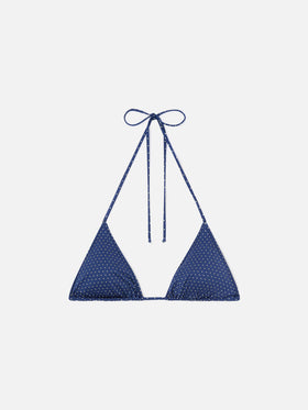 Haut de bikini triangle Leah avec imprimé à micro pois 