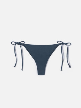 Marielle Plate brazilian bikini bottoms in dark grey glossy-finish fabric