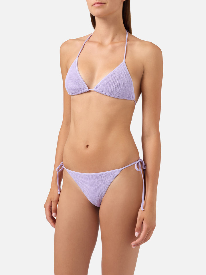 Leah Marielle lilac crinkle lurex bikini