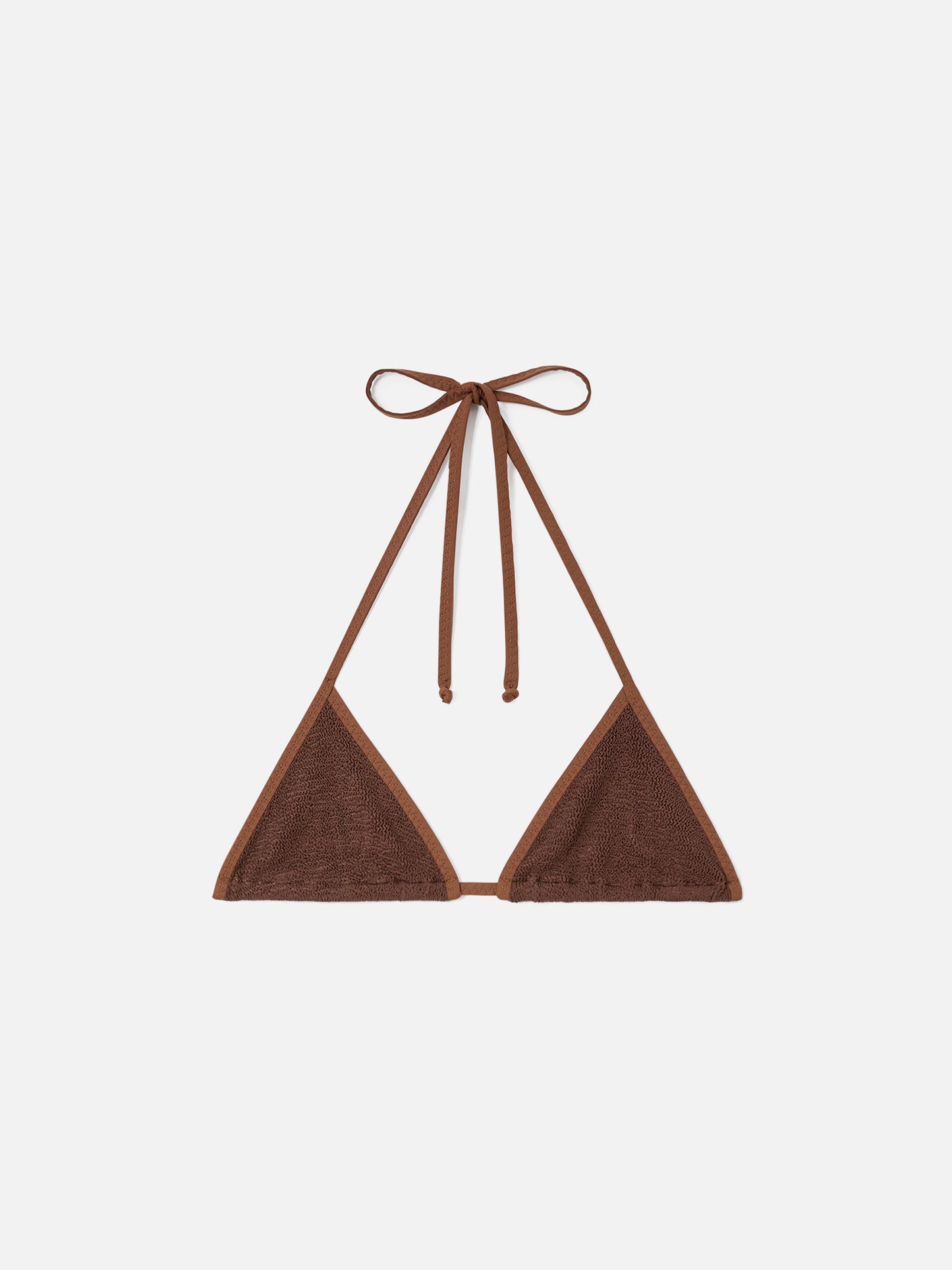 Top bikini Leah triangolo crinkle marrone tinta unita