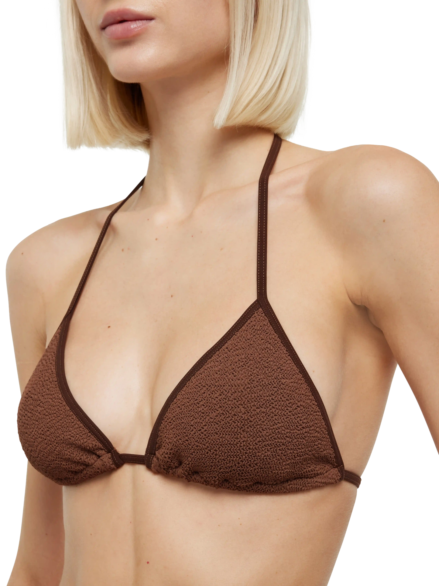Leah brown crinkle triangle top