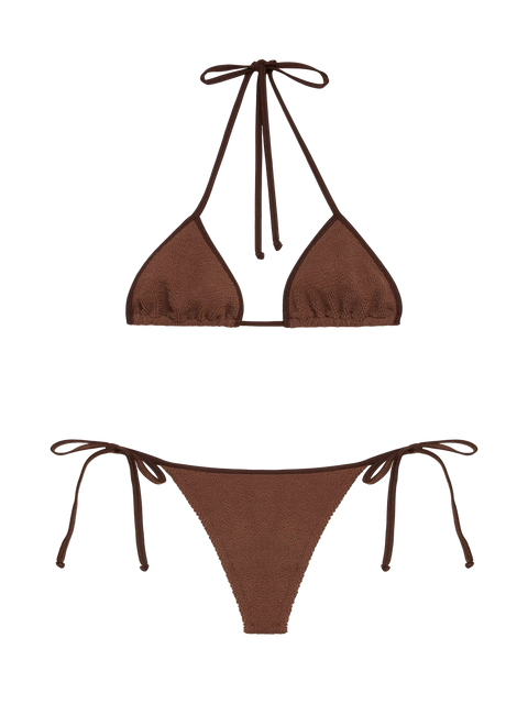Classic crinkle triangle bikini Leah Norah in brown - MC2 Saint Barth
