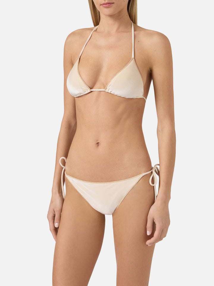 Bikini Leah Virgo Overlock in velluto oro