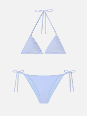 Bikini Leah Virgo Overlock en terciopelo azul claro 
