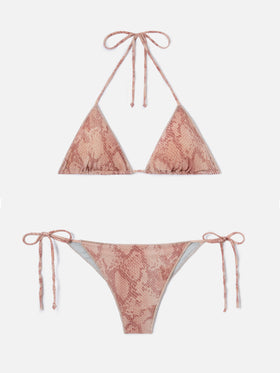 Bikini Leah Marielle Overlock in tessuto lurex con stampa pitonata 