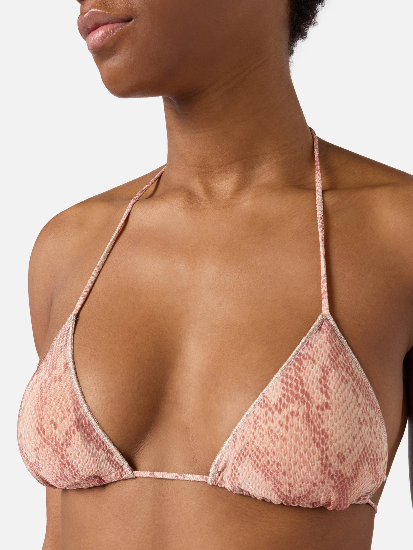 Bikini Leah Marielle Overlock in tessuto lurex con stampa pitonata 