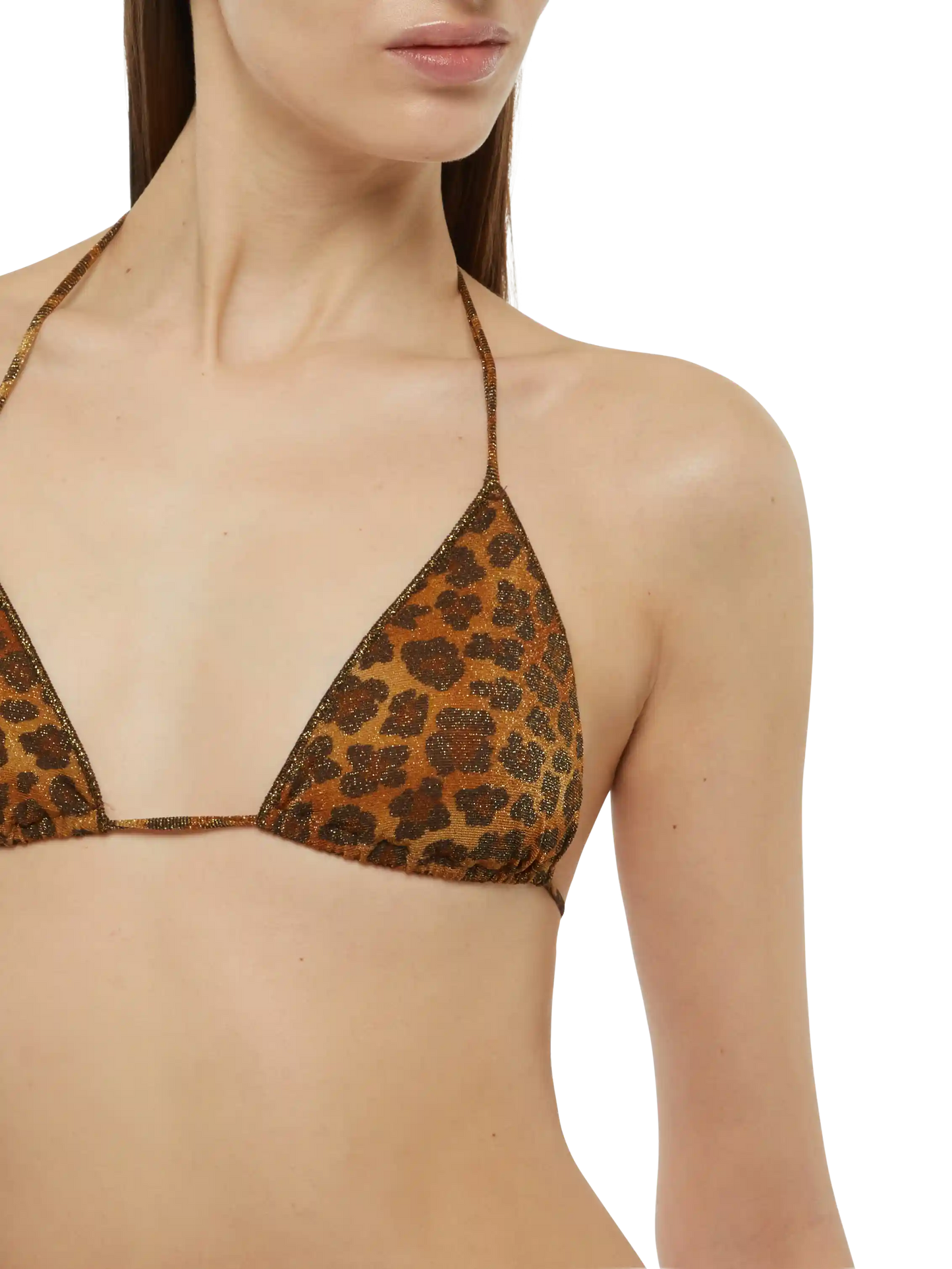 Leah lurex triangle top with animalier print