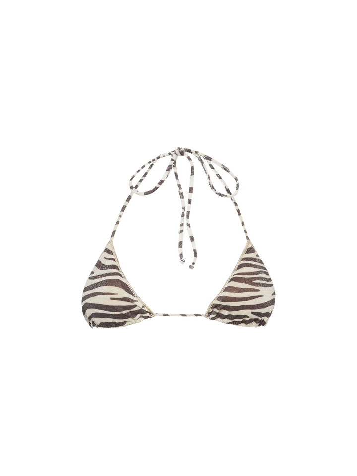 Leah Lurex-Triangel-Top mit Zebra-Print
