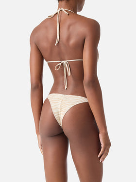 Bikini Leah Marielle Overlock in lurex con stampa zebrata